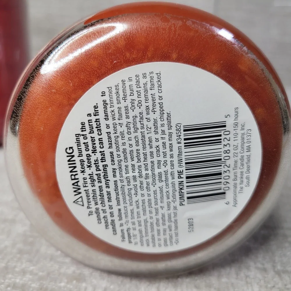 Yankee Candle Housewarmer‎ Pumpkin Pie Retired Black Band 22 oz Burned
